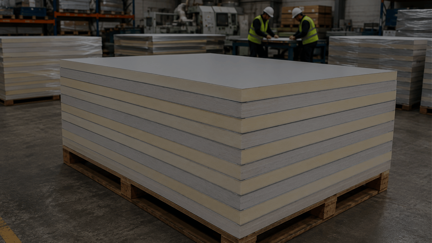 Factory-fabricated insulated board panels installed within a commercial building to improve thermal performance and installation efficiency.